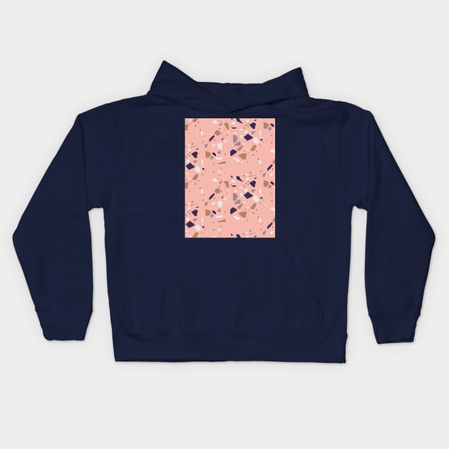 Pink Feminine Terrazzo Kids Hoodie by Pulpixel